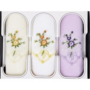 Vtg Embroidered Handkerchief Set New In Box Floral Lace Crafts Hankies Pastel